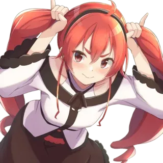 π 6c2bf127 anime, girl, red hair, pigtails, cartoon telegram sticker