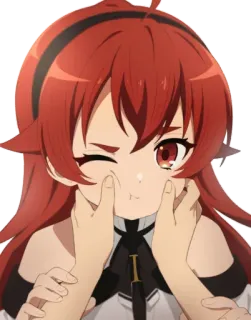 π 71931217 anime, red hair, winking, cute, illustration, sticker telegram sticker