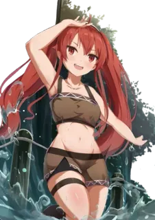 π a35f225f anime, cartoon, woman, girl, swimsuit, red hair, anime girl telegram sticker