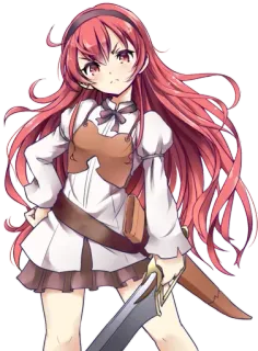π a9a72a3b anime, girl, sword, warrior, fantasy, red hair telegram sticker