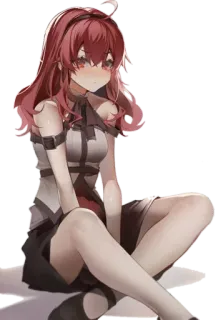 π b997d071 anime, woman, red hair, sitting, art, girl telegram sticker