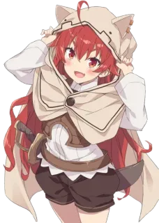 π f40d1a13 anime, red hair, cute, sword, hoodie telegram sticker