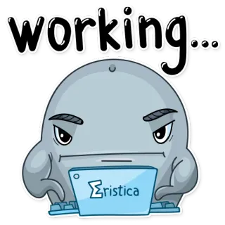 👨‍💻 da6b57ea working... kerja, laptop, kartun, komputer, lucu, stiker telegram sticker