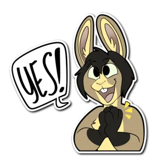 👍 36980fb4 YES! afirmatif, setuju, kartun, ya, binatang, kelinci whatsapp sticker