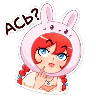 ❓ 4815ad2f Асв? Anime, Cartone animato, Coniglio, Domanda, Ragazza, Adesivo, Carino telegram sticker