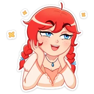 ☺ 49774236 Cartone animato, Capelli rossi, Ragazza, Anime, Adesivo, Ritratto telegram sticker