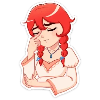 🤦‍♀ feb84767 Cartone animato, Ragazza, Capelli rossi, Triste, Adesivo, Anime telegram sticker