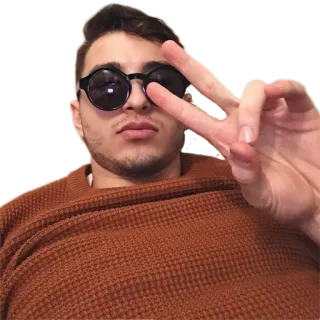 ✌️ d6bf71b5 男人, 和平标志, 人, 太阳镜, 自拍, 肖像 telegram sticker