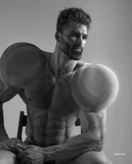 💪 107d945f GigaChad 梗, 查德, 巨型查德, 健美运动员, 肌肉, 网络迷因 telegram sticker