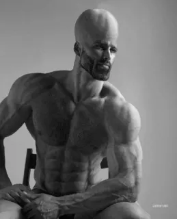 💪 b354816f GigaChad 表情包, 肌肉金轮, 男人, 肌肉, 健美运动员, 查德 telegram sticker