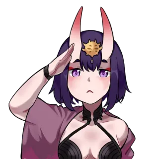 👍 70a8d87f Аниме, Демон, Рога, Приветствие, Милый, Девушка, Стикер telegram sticker