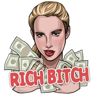 🤑 84b394c8 RICH BITCH 钱, 有钱, 财富, 冒犯, 贴纸 whatsapp sticker