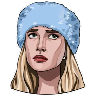 🙄 d5d6cc6c 女人, 肖像, 帽子, 金发, 贴纸, 人, 严肃, 脸 whatsapp sticker