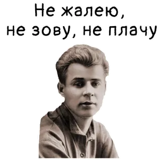 ✊ 54e1f07e Sergei Yesenin Не жалею, не зову, не плачу 詩人, ロシア, 文学, 詩, セルゲイ・エセーニン telegram sticker