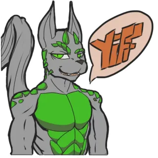 😏 4c4371ea YIFF antropomorficzny, futrzak, wilk, zielony, yiff telegram sticker