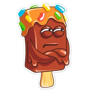 😒 9eabf233 ice cream, popsicle, chocolate, sweet, cartoon, dessert, food, sticker telegram sticker