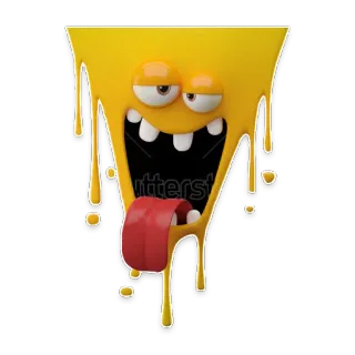 😜 50385186 Cartone animato, Divertente, Pazzo, Mostro, Giallo, Faccia, Stupido telegram sticker