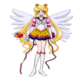 ✔ 3283d124 Sailor Moon Anime, Magical Girl, Skrzydła, Blond włosy, Słodkie, Sailor Fuku, Bohaterka telegram sticker