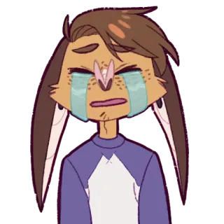 😭 162f4a65 ร้องไห้, น้ำตา, เศร้า, กระต่าย, การ์ตูน telegram sticker