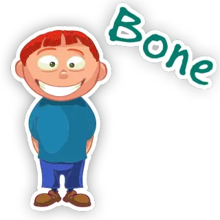 😚 2203d188 Bone Kreskówka, Chłopiec, Uśmiech, Naklejka, Animowany telegram sticker