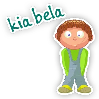 😗 676971b7 kia bela Kreskówka, Chłopiec, Postać, Naklejka, Przyjazny telegram sticker