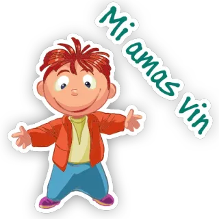 😜 74123447 Mi amas vin dziecko, chłopiec, kreskówka, naklejka, miłość, esperanto telegram sticker