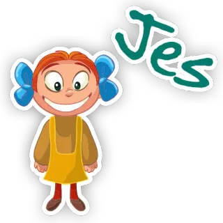 😍 ad4a9421 Tes Kreskówka, Dziewczyna, Naklejka, Radosny, Szczęśliwy telegram sticker