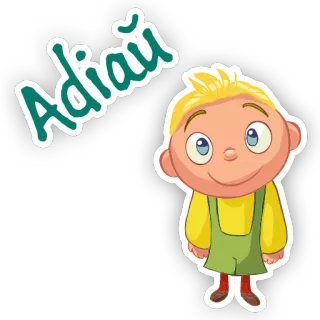 😊 be0ac3ed Adiaŭ kreskówka, dziecko, blond włosy, uśmiechnięty, słodki telegram sticker
