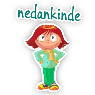 😛 e34f1777 nedankinde kreskówka, postać, dziecko, dziewczyna, szalik telegram sticker