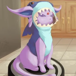 😤 19694a0a Espeon 宝可梦, 粉丝艺术, 卡通, 可爱, 鲨鱼, 连帽衫 telegram sticker