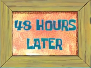 ⏱ 778646f1 48 HOURS LATER spongebob, godziny, tekst, później, mem whatsapp sticker