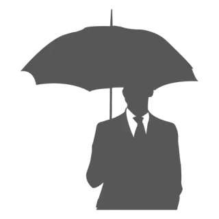 ☂️ 522b6bde シルエット, 男性, 傘, 雨, ビジネス, スーツ, ネクタイ telegram sticker