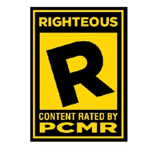 👍 4575b025 RIGHTEOUS PCMR, Gaming, Giusto, Valutato, Adesivo, PC telegram sticker