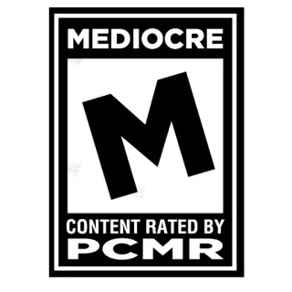 💩 ee434aa4 MEDIOCRE CONTENT RATED BY PCMR mediocre, pc master race, videogiochi, valutazione, umorismo, parodia telegram sticker