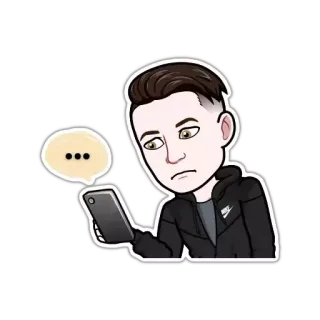 😐 05fc90b6 ... Awatar, Kreskówka, Komórka, Telefon, Myślenie telegram sticker