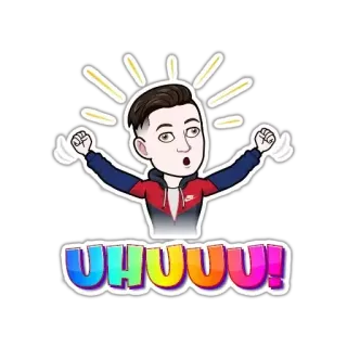 🥳 7fa4863c UHUUU! podekscytowany, świętowanie, kreskówka, młodzież, szczęście telegram sticker