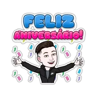 🤩 f8054010 FELIZ ANIVERSÁRIO! urodziny, święto, konfetti, impreza, życzenia, świąteczny telegram sticker