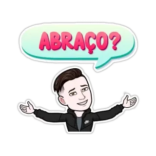 😊 fdef70f8 ABRAÇO? uścisk, powitanie, abraço, kreskówka, osoba, bitmoji telegram sticker