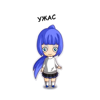 😰 c7e94fff УЖАС anime girl, scared, chibi, horror, shocked, russian telegram sticker