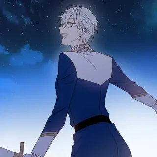 🗡 14fb5e45 อนิเมะ, มังงะ, ตัวละคร, สีน้ำเงิน, ผมขาว, แฟนตาซี telegram sticker