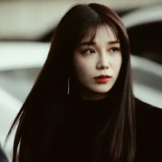 🐚 380ae9dd woman, portrait, brunette, long hair, black turtleneck whatsapp sticker