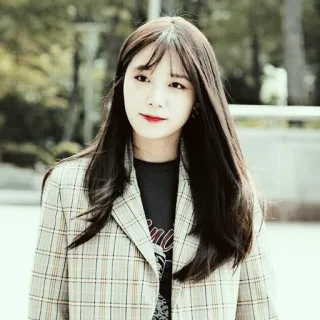 💸 3eefd2e7 woman, asian, plaid, portrait, brunette whatsapp sticker