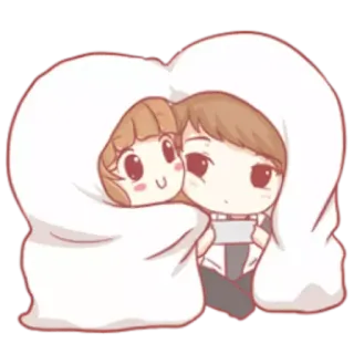 😊 bdacc3f8 情侣, 爱, 可爱, 毯子, 一起, 拥抱 telegram sticker