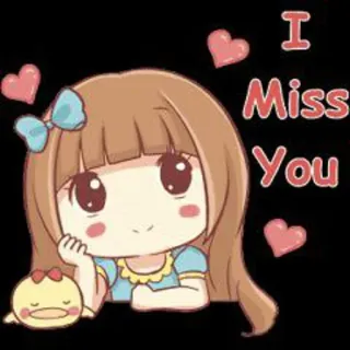🤗 3b9a2b46 I Miss You 漫画, 会いたい, ハート, 可愛い, 女の子, 愛 telegram sticker