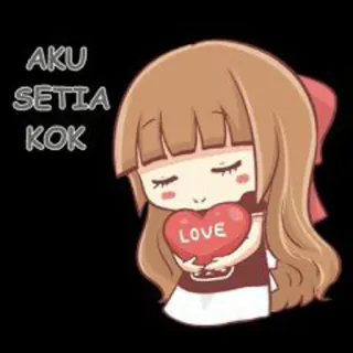 ☺️ 96e68dc6 AKU SETIA KOK 愛, 女の子, ハート, かわいい, 漫画, 愛情, ロマンチック telegram sticker