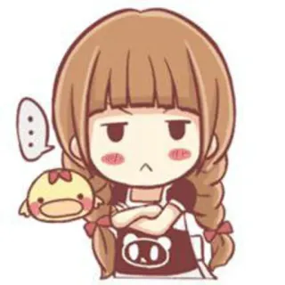 🙁 acaa69d2 漫画, 女の子, 可愛い, アニメ, ちび, アヒル, 怒り, 腕組み telegram sticker