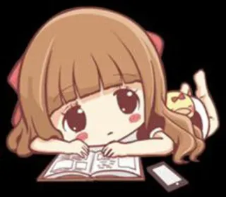😕 b915b3f5 アニメ, 可愛い, 女の子, 読書, 勉強 telegram sticker