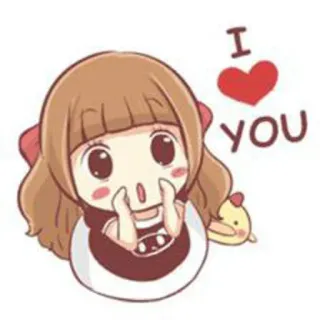 ❤️ c8fe50d1 I ❤️ YOU 愛, かわいい, ハート, 漫画, 女の子, 表情, 鶏 telegram sticker