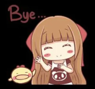 👋 f80af5dc Bye... 別れ, さようなら, 漫画, ちび, 可愛い, 手を振る, 女の子, 鳥 telegram sticker