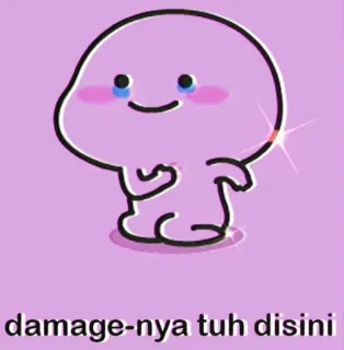 ✨ 65da39f7 damage-nya tuh disini น่ารัก, การ์ตูน, สีหน้า, สีม่วง, มีม telegram sticker